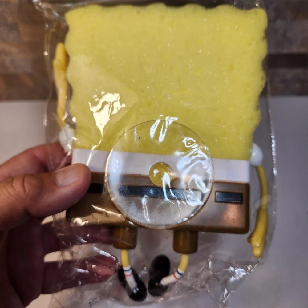 Vtg 2002 SpongeBob SquarePants Bath Sponge with Suction Cup Holder O-Cel-O 3M
